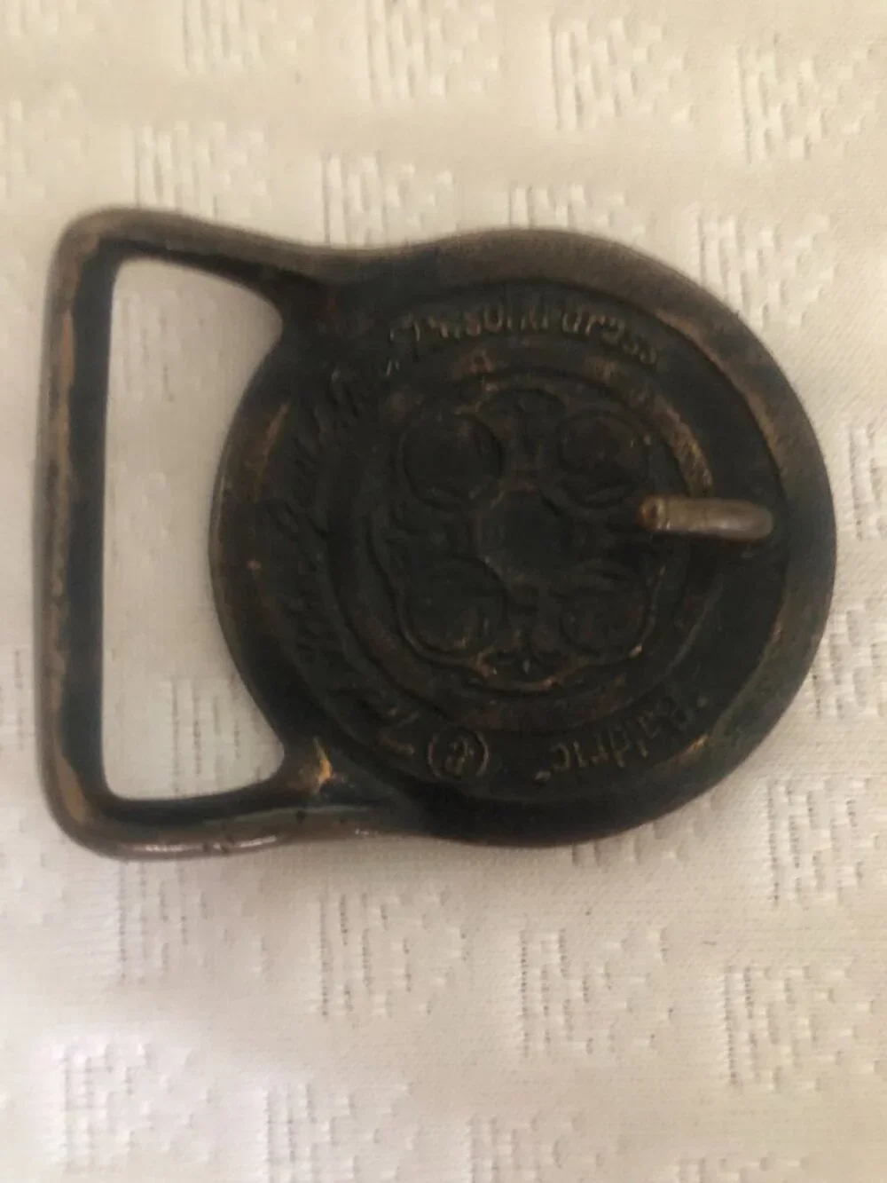 Vtg 1975 Tech Ether Guild Turquoise Inlay Brass Belt Buckle - Baldric